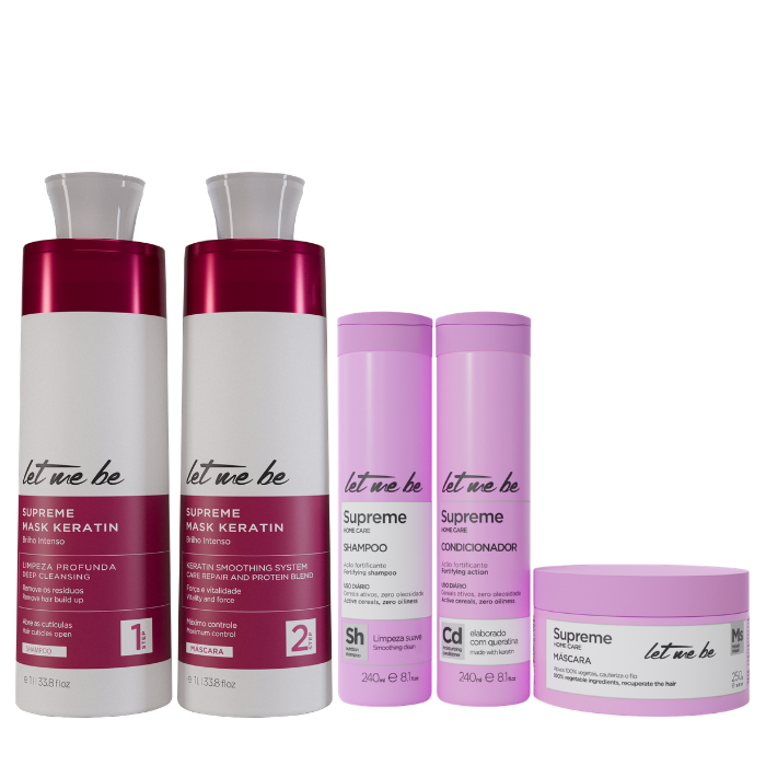 Maschera del kit di raddrizzamento supremo cheratina | 2x1l + kit di assistenza domiciliare suprema | Post-progressivo