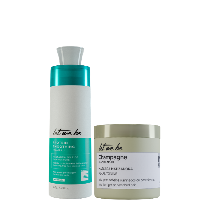 Passaggio singolo di levigatura delle proteine ​​| 1l + champagne Mask - Effetto perlay | 500 g
