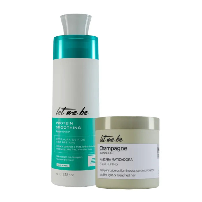 Passaggio singolo di levigatura delle proteine ​​| 1l + champagne Mask - Effetto perlay | 500 g