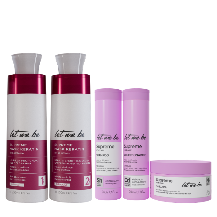 Maschera del kit di raddrizzamento supremo cheratina | 2x500ml + kit di assistenza domiciliare suprema | Post-progressivo