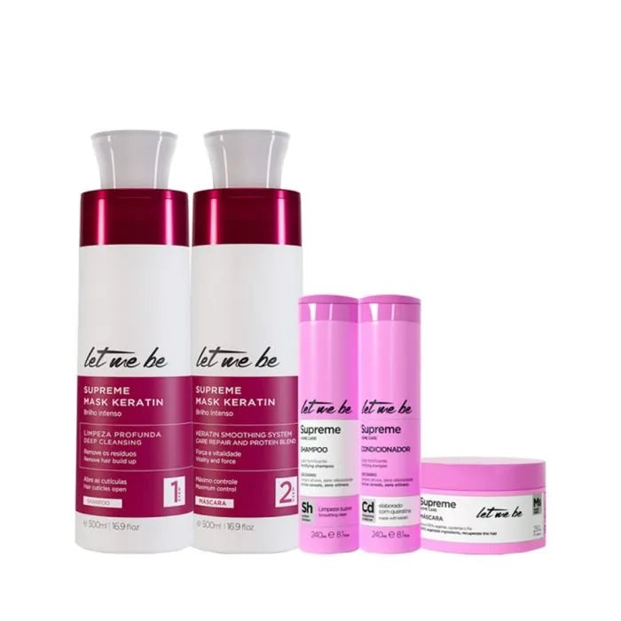 Maschera del kit di raddrizzamento supremo cheratina | 2x500ml + kit di assistenza domiciliare suprema | Post-progressivo