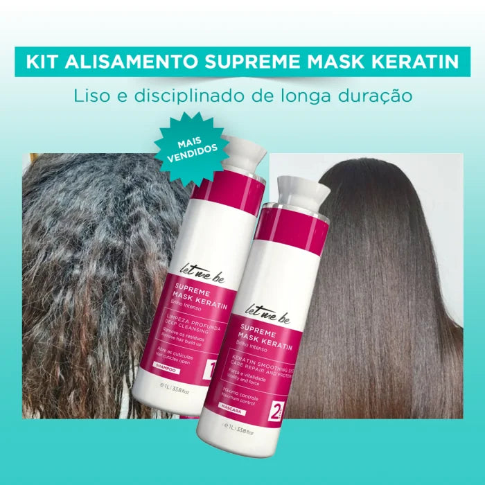 Maschera del kit di raddrizzamento supremo cheratina | 2x1l