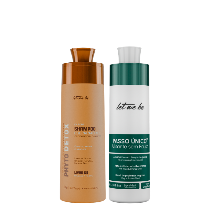 Shampoo Preparatore Phyto Detox | 1L + Trattamento Lisciante Passo Único – Senza Tempi di Attesa (Vegano) | 1L